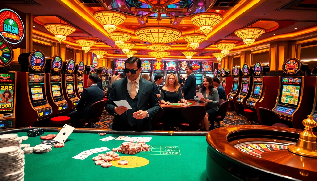 Enjoy high-stakes gaming at https://bong99.pro/ with vibrant slots and excited players in a luxurious casino setting.