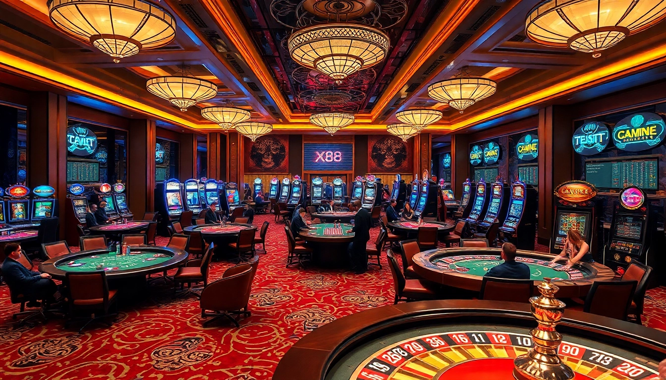 Xx88 gaming experience with vibrant tables and luxury casino atmosphere.