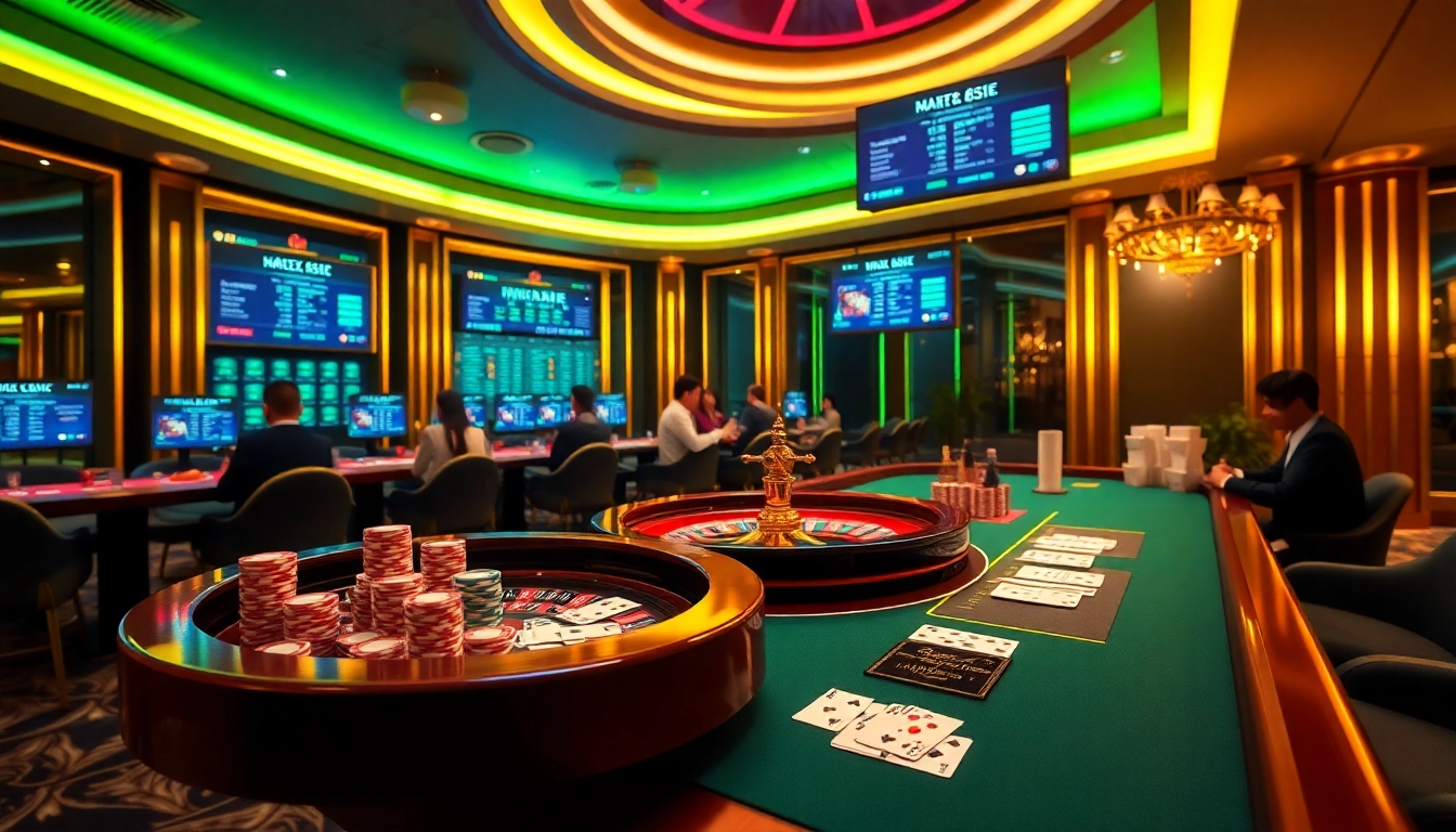 Experience thrilling online gameplay at MB66 with vibrant casino tables and excited players.