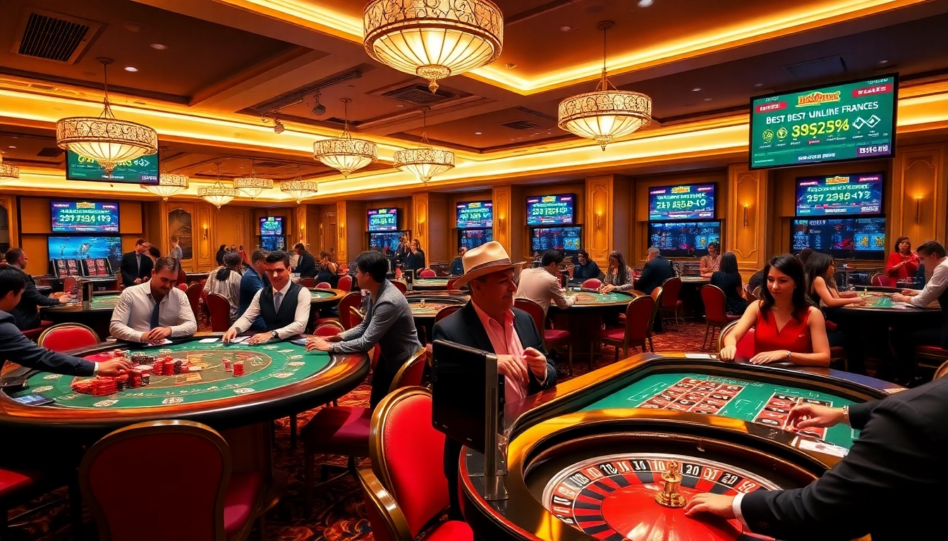 The engaging scene of players enjoying thrilling games at the meilleur casino en ligne France.