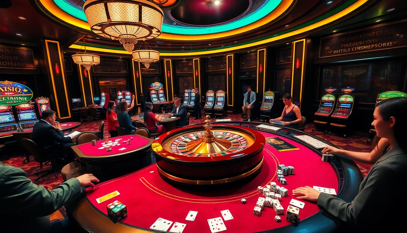 Experience the thrill of gaming at Bk33 casino with vibrant tables and players engaged in action.