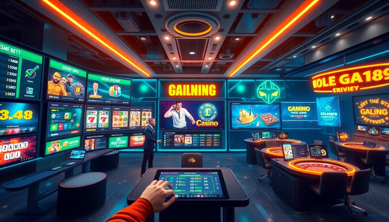 Dola789 online gambling platform interface showcasing sports betting and casino games in a vibrant setting.
