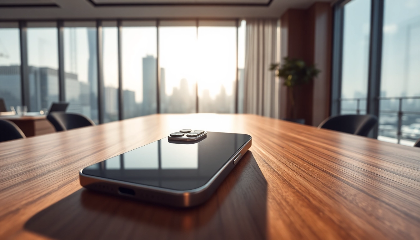 Comparar el precio del iPhone 16 Pro Max mientras visualiza su elegante diseño en un entorno moderno.