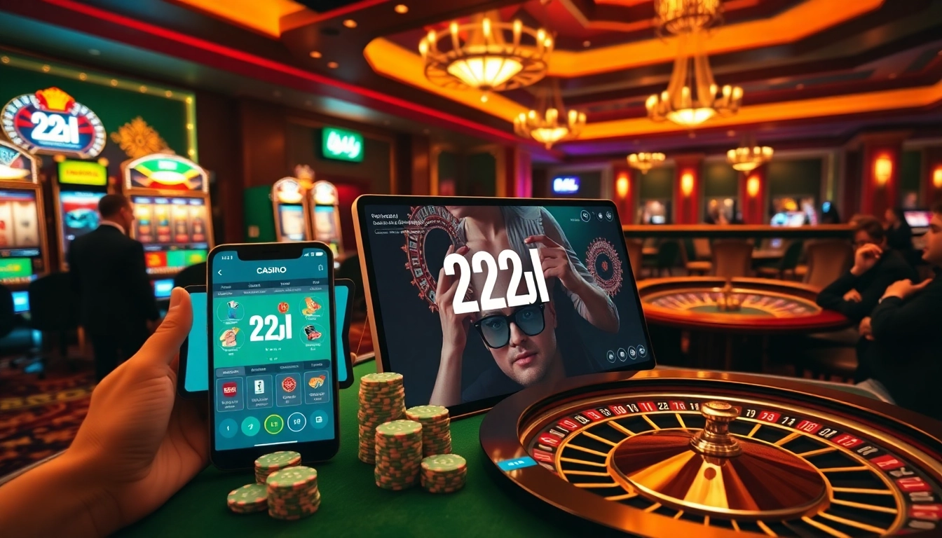 Experience the excitement of gambling with the 22jl app on various devices in a luxurious casino.