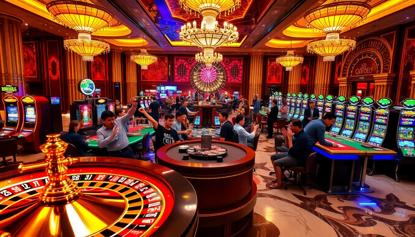 Engage in thrilling gameplay at https://uu88pk.com/, with vibrant casino scenes featuring roulette and slot machines.
