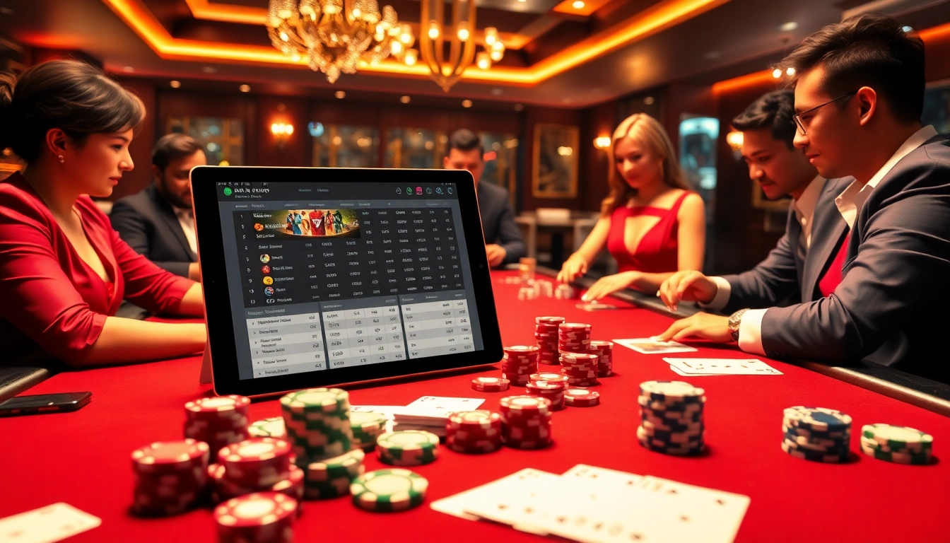 Participez à des paris palpitants sur le site Paris Sportif France, mettant en scène des jetons de poker et des tables.