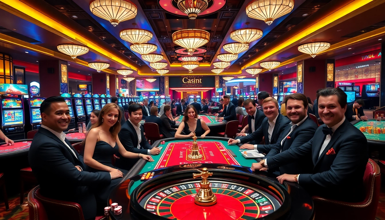 Kuwin 789.com gaming scene with players at the table, vibrant casino atmosphere.